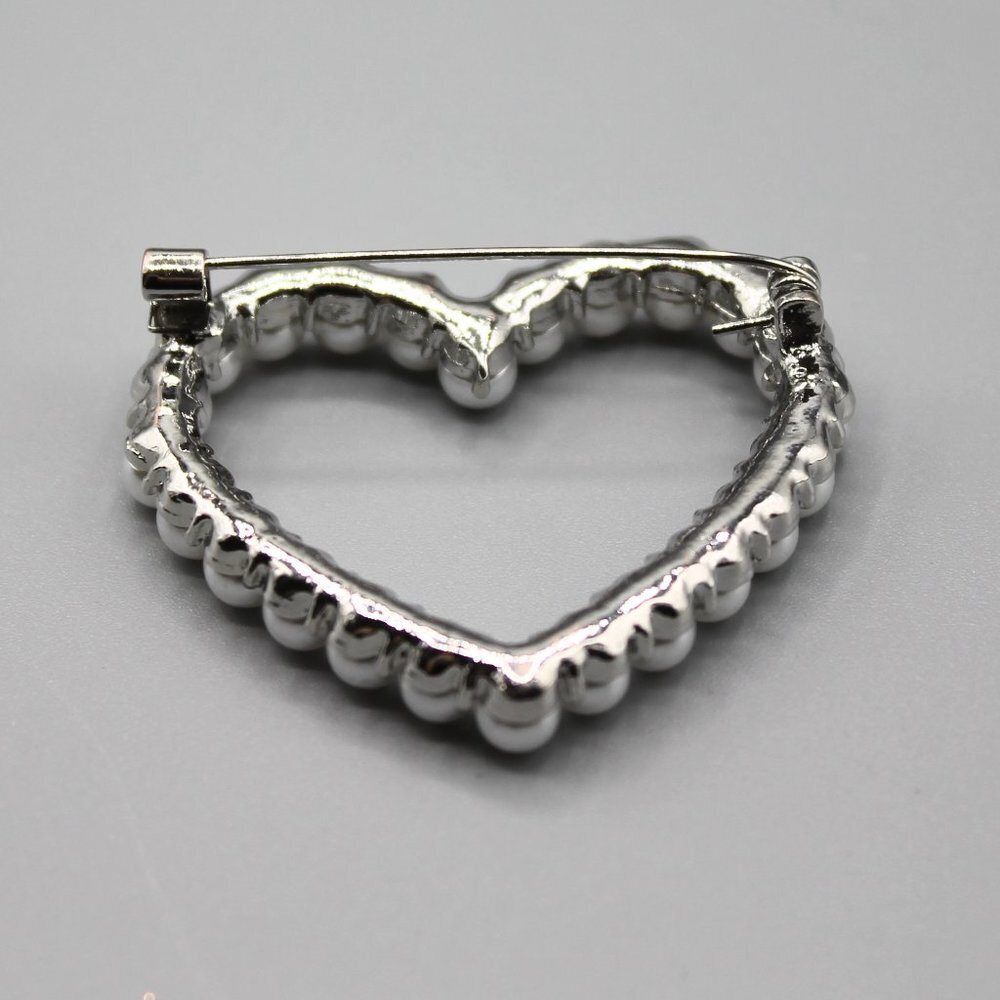Heart love romantic pin brooch jewelry fashion pearls silver white gold tone new - Picture 12 of 13